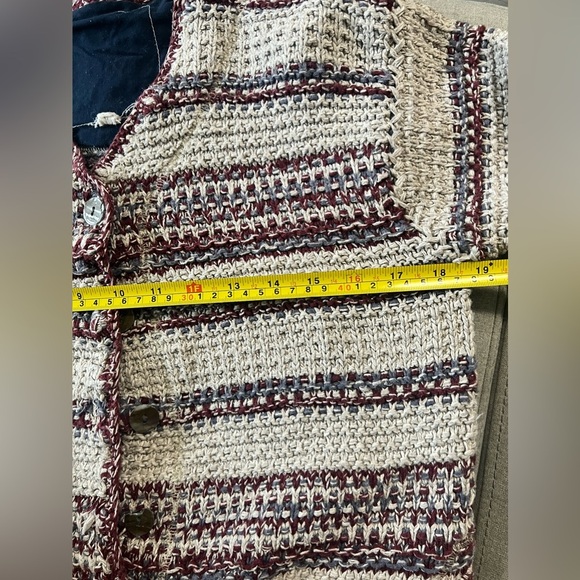 Laura Ashley Lundy Island Silk/Linen Woven Knit Button Front Cardigan Sweater - Picture 4 of 5